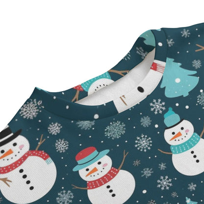 Women's Christmas Sweater - Dark Blue Snowmen