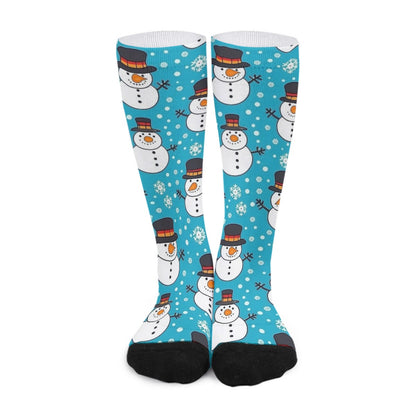 Unisex Long Socks - Light Blue Snowmen