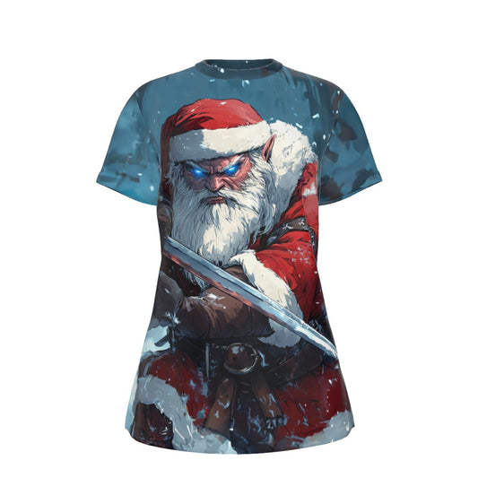 Women's Short Sleeve Christmas Tee - Anime Santa 2