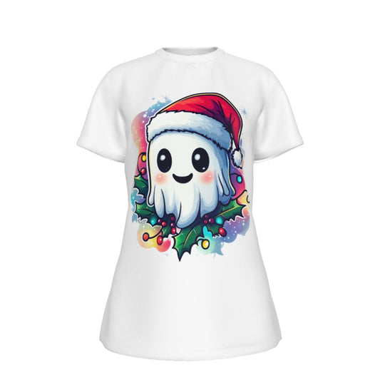 Women's Short Sleeve Christmas Tee - Christmas Ghost