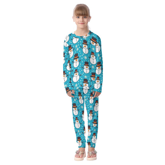 Kids Christmas Pyjama Set - Light Blue Snowmen