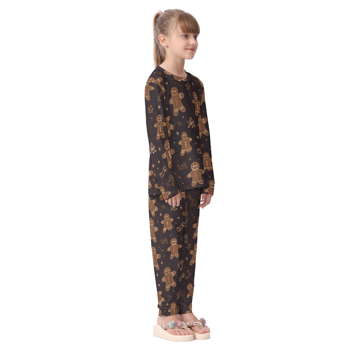 Kids Christmas Pyjama Set - Brown Gingerbread