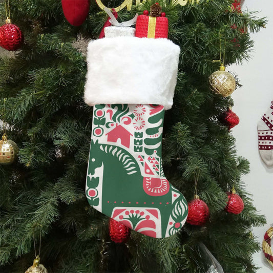 Christmas Sock - Red and Green Horse