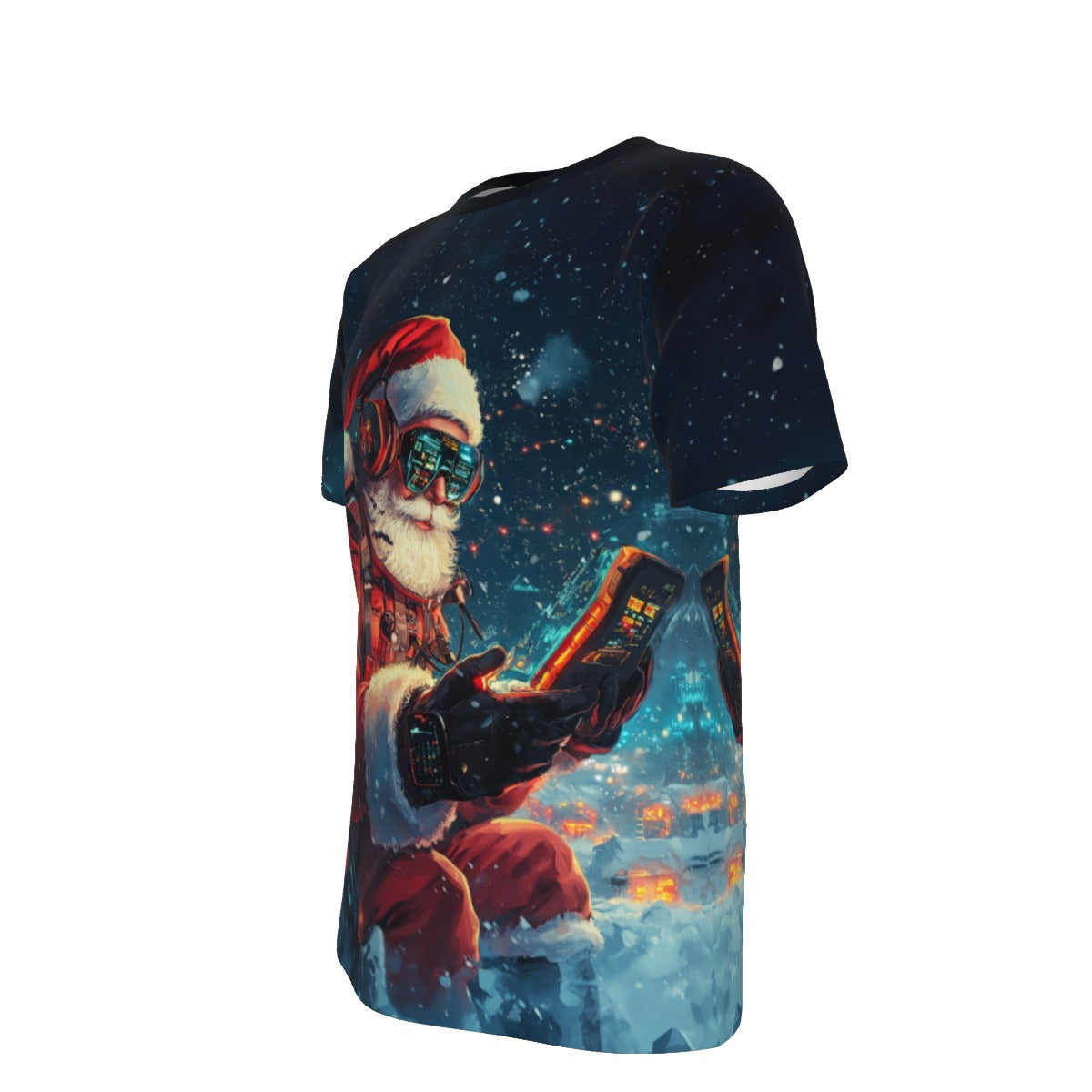 Mens Short Sleeve Christmas Tee - Digtial Santa