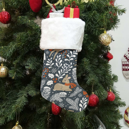 Christmas Sock - Dark Reindeer Pattern