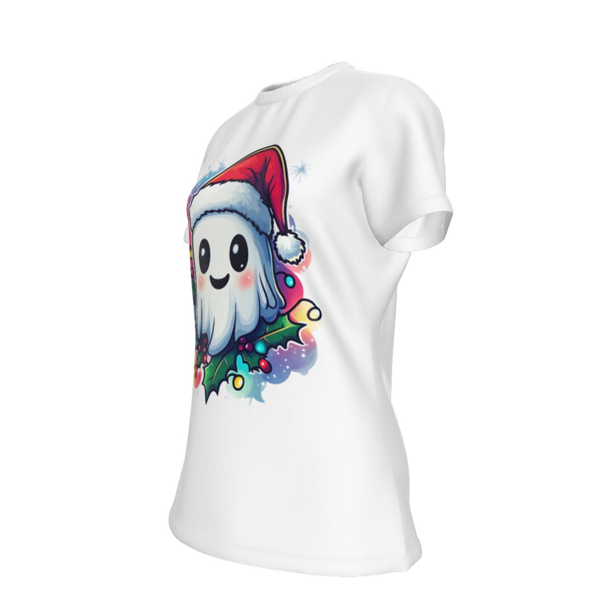 Women's Short Sleeve Christmas Tee - Christmas Ghost