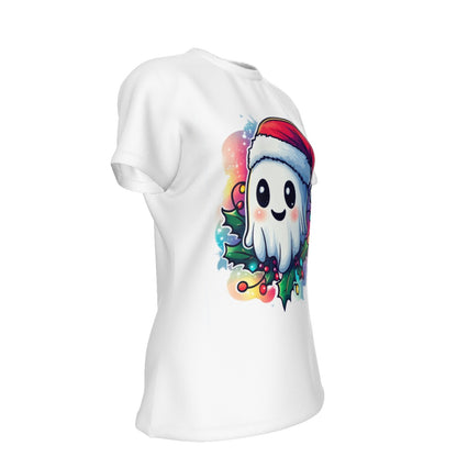 Women's Short Sleeve Christmas Tee - Christmas Ghost