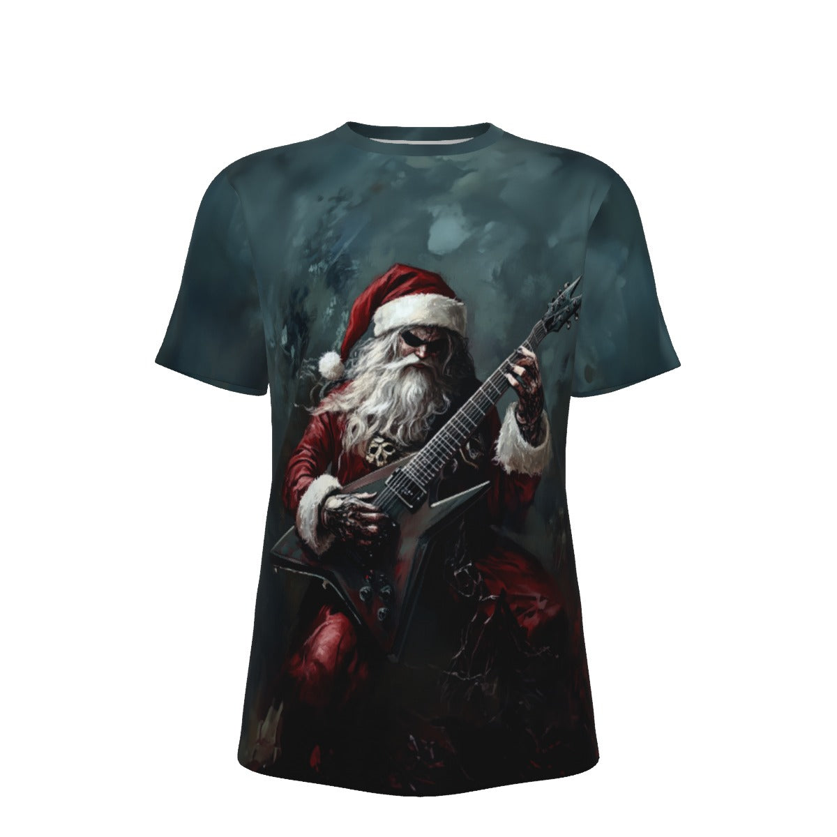 Mens Short Sleeve Christmas Tee - Metal Santa