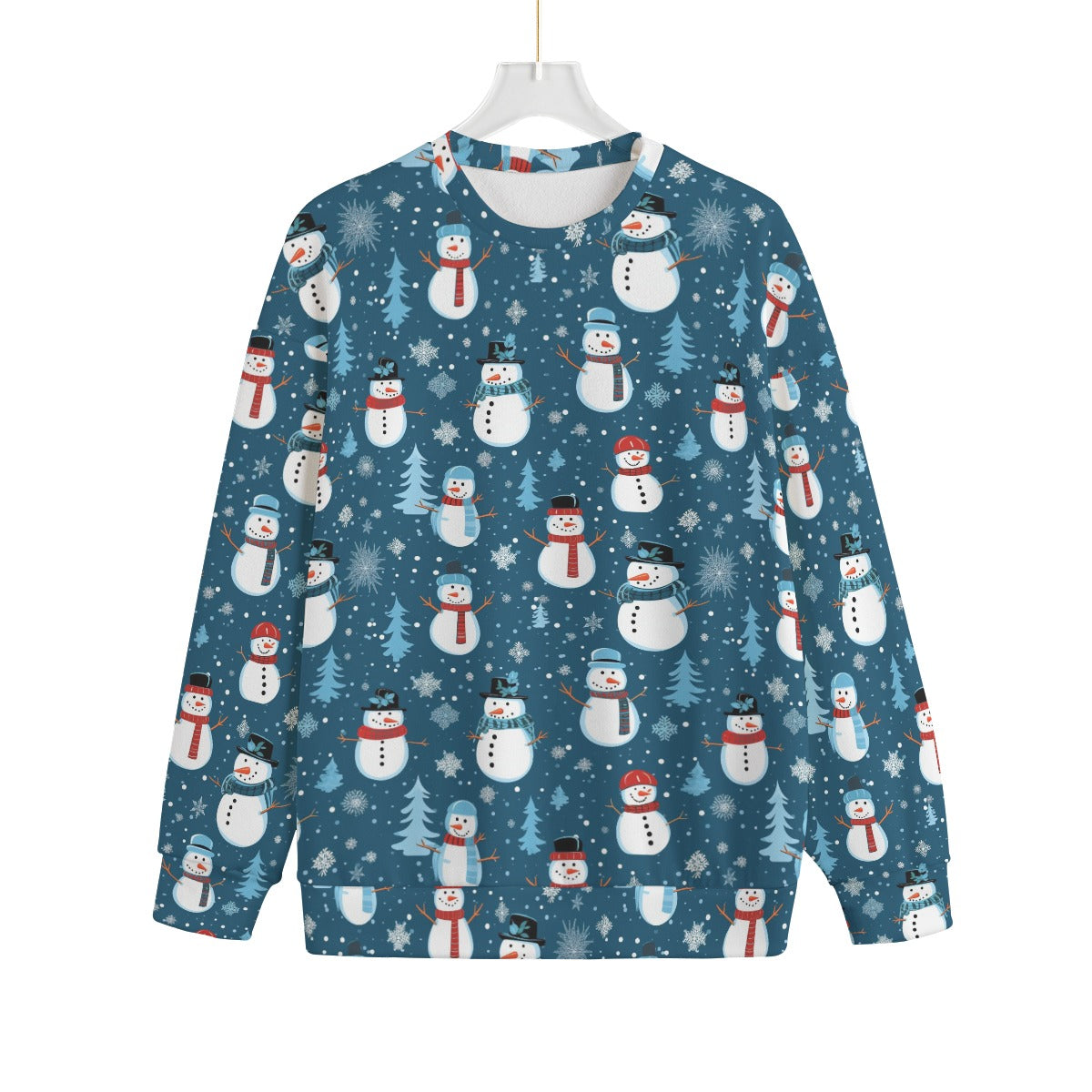 Women's Christmas Sweater - Blue Snowman Pattern