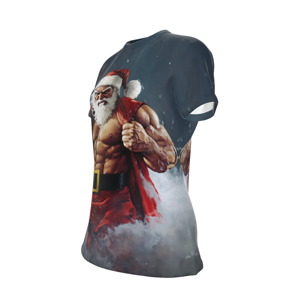 Women's Short Sleeve Christmas Tee - Buff Santa