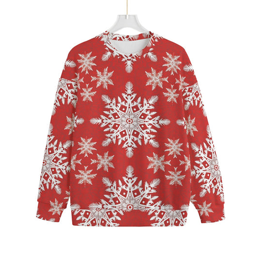 Women's Christmas Sweater - Red Snowflakes