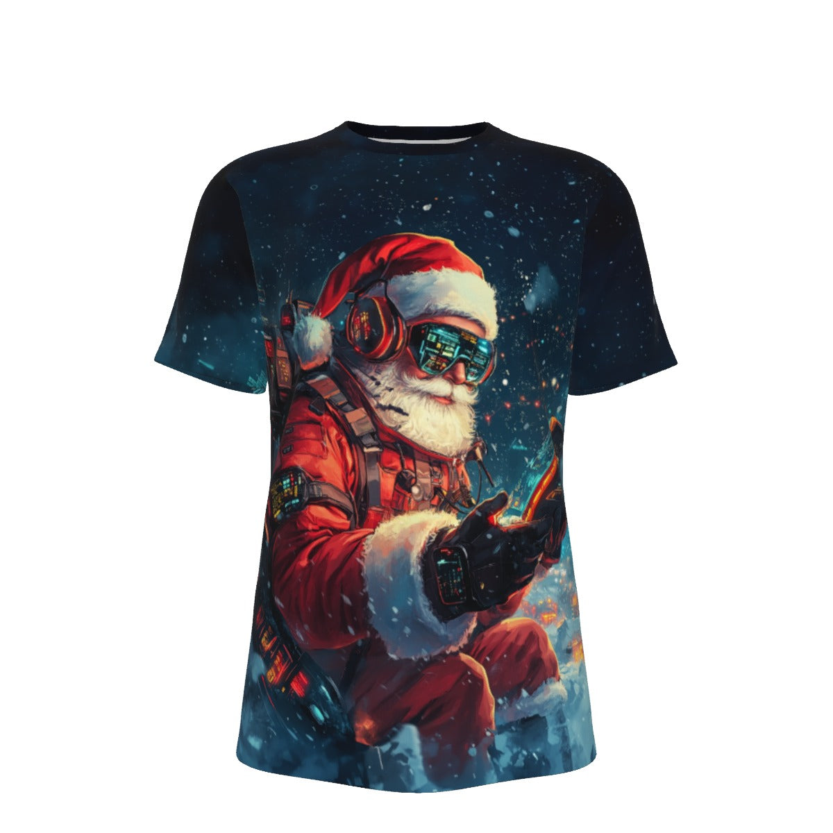 Mens Short Sleeve Christmas Tee - Digtial Santa