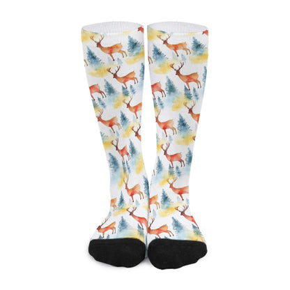 Unisex Long Socks - Watercolor Reindeer