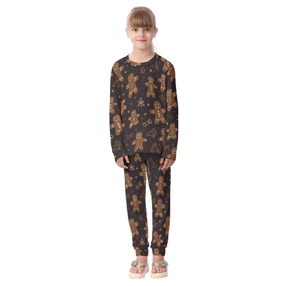 Kids Christmas Pyjama Set - Brown Gingerbread