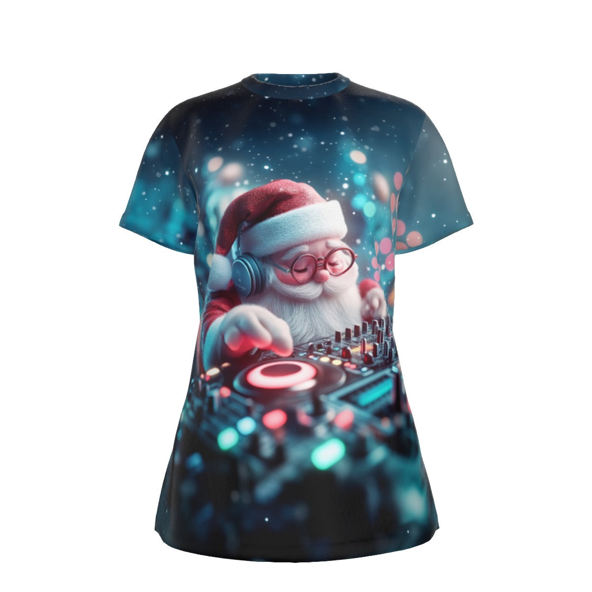 Women's Short Sleeve Christmas Tee - Dj Santa