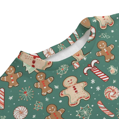 Men's Christmas Sweater - Green Gingerbreads