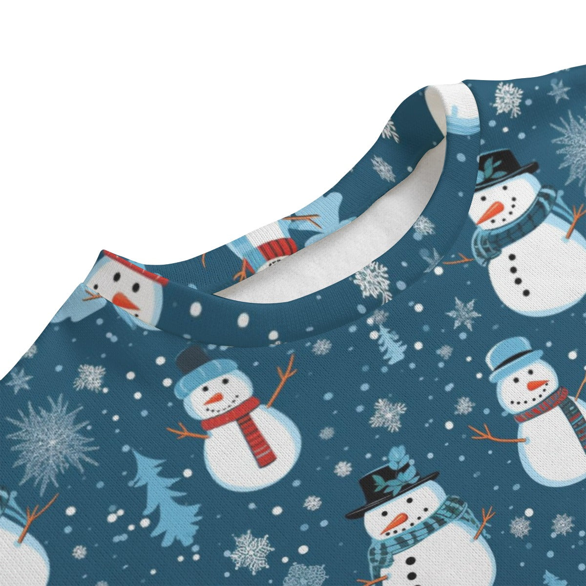 Women's Christmas Sweater - Blue Snowman Pattern