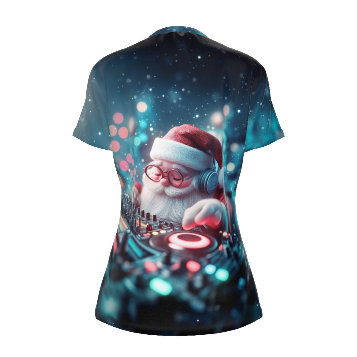 Women's Short Sleeve Christmas Tee - Dj Santa