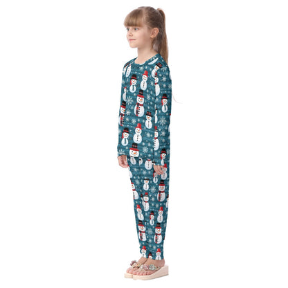 Kids Christmas Pyjama Set - Blue Snowmen