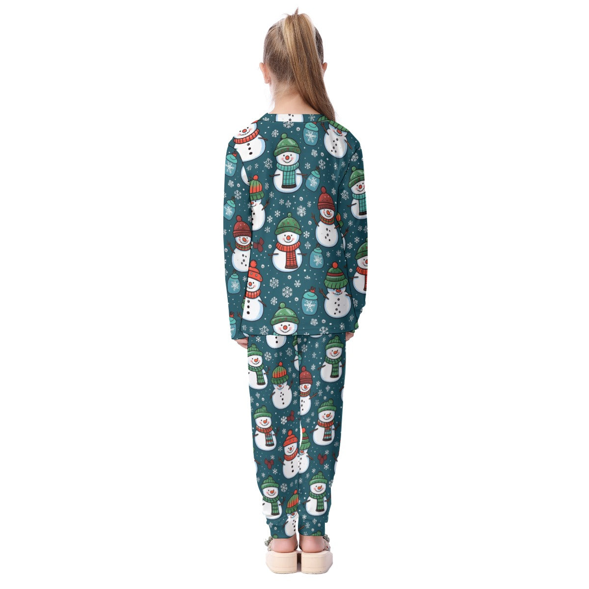 Kids Christmas Pyjama Set - Green Snowmen