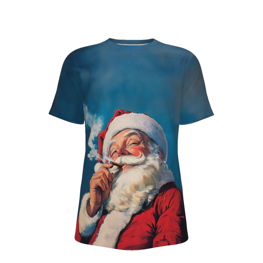 Mens Short Sleeve Christmas Tee - Santa Smokes