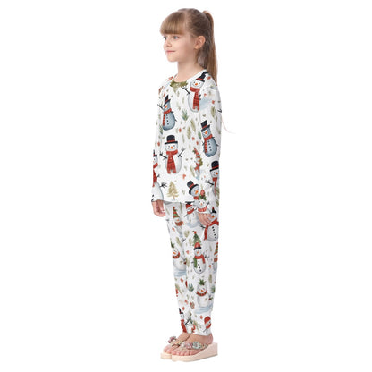 Kids Christmas Pyjama Set - White Snowmen