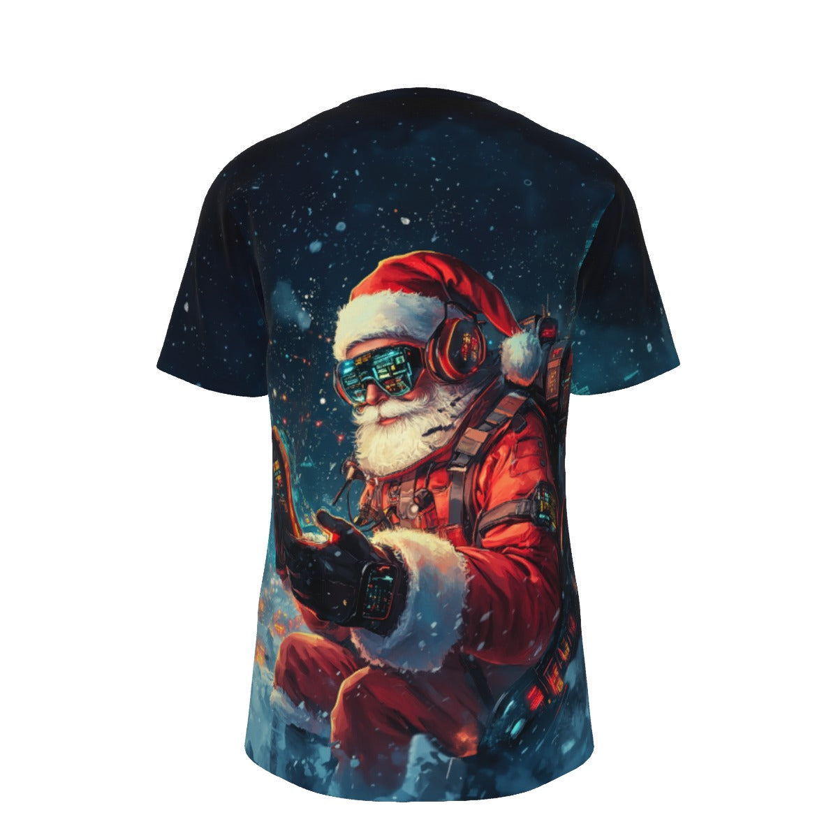 Mens Short Sleeve Christmas Tee - Digtial Santa