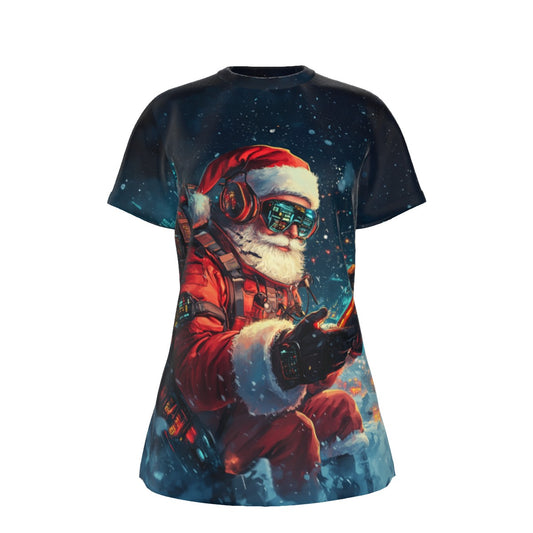 Women's Short Sleeve Christmas Tee - Digital Santa