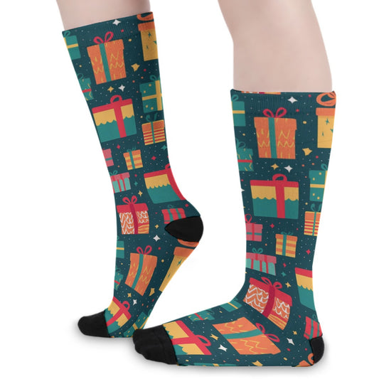 Unisex Long Socks - Green Presents 3