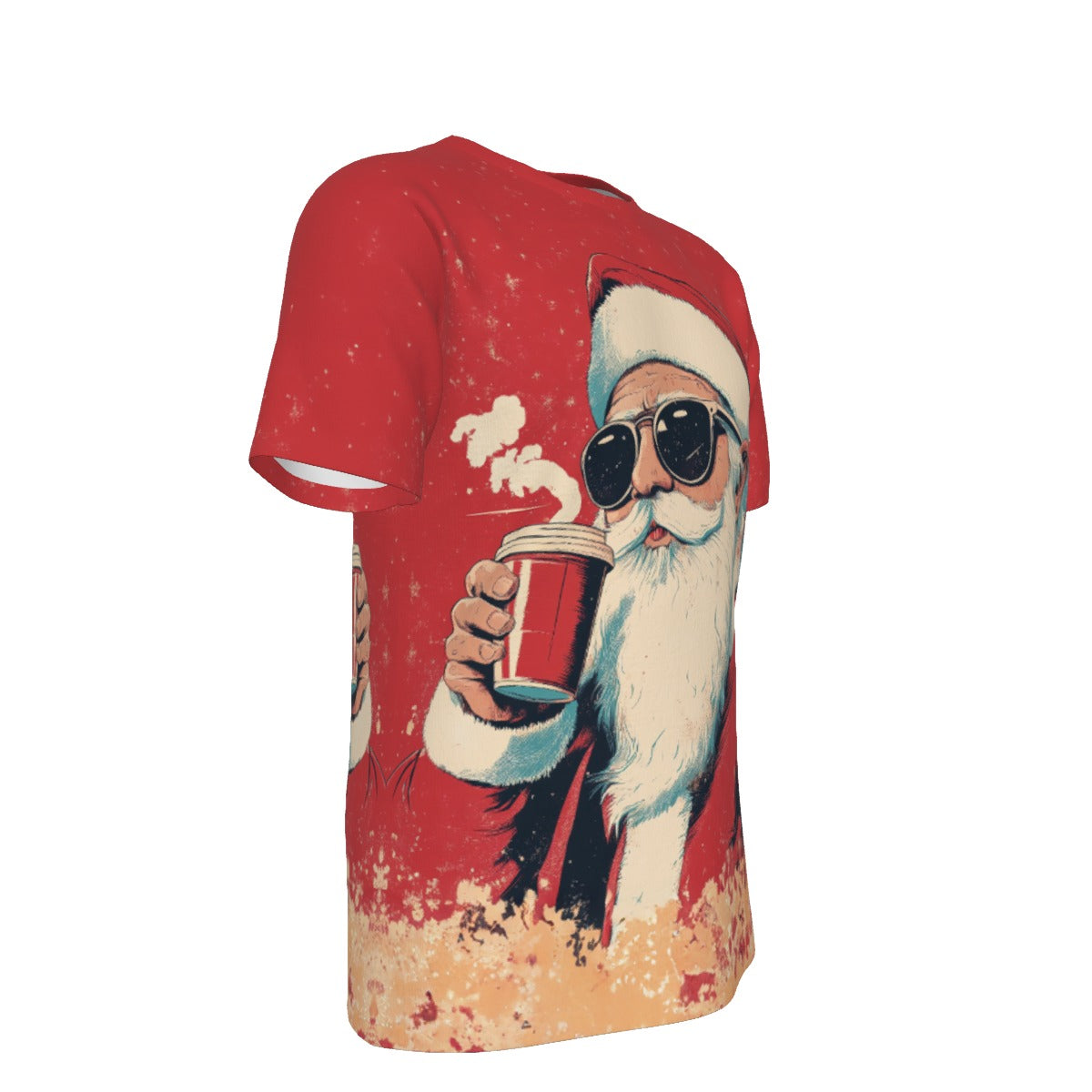 Mens Short Sleeve Christmas Tee - Cool Santa