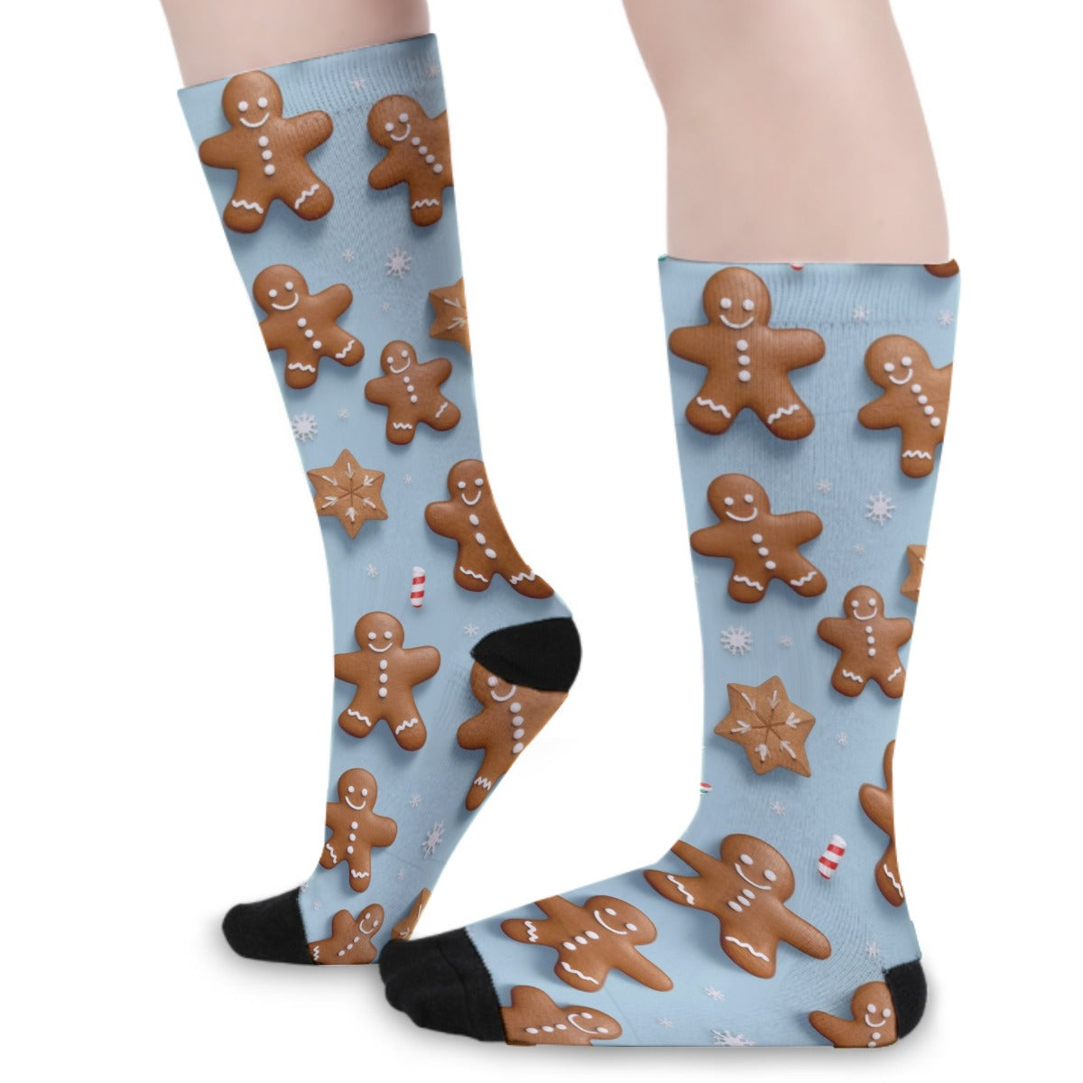 Unisex Long Socks - Blue Gingerbread