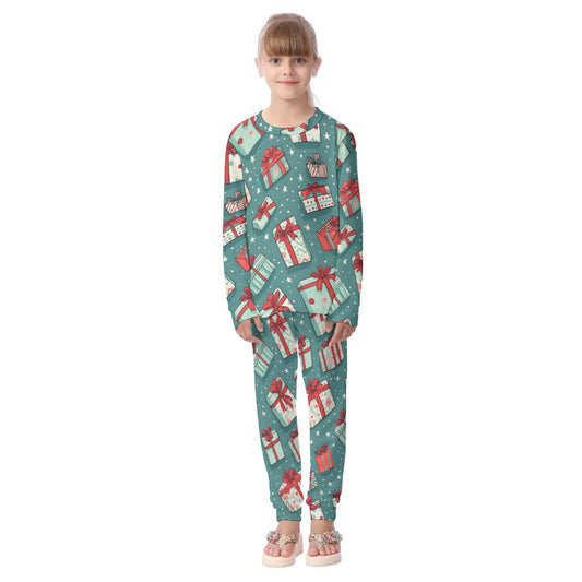 Kids Christmas Pyjama Set - Green Presents 4