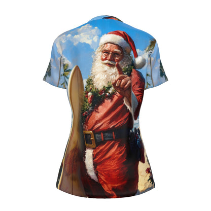 Women's Short Sleeve Christmas Tee - Surfs Up