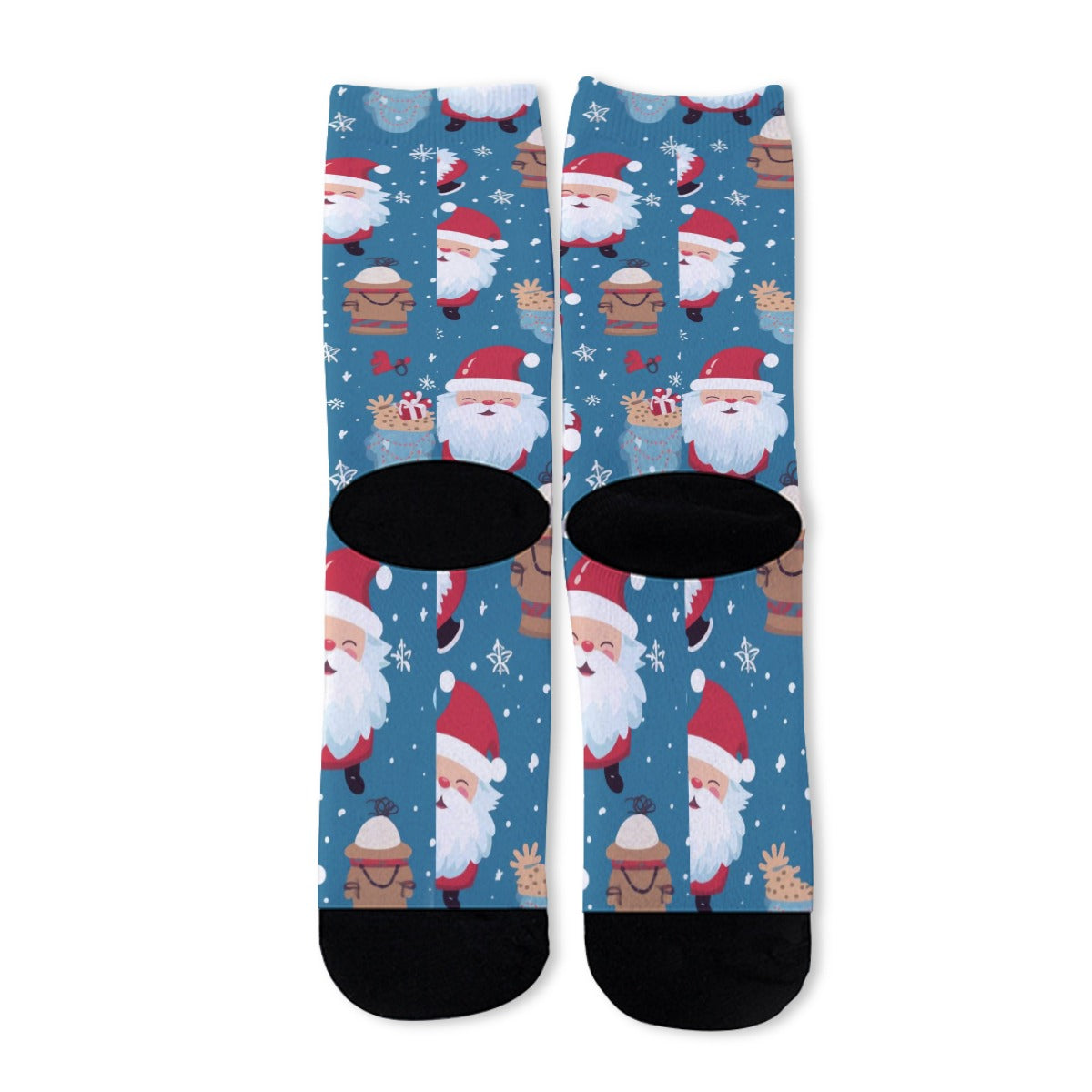 Unisex Long Socks - Blue Santas 2