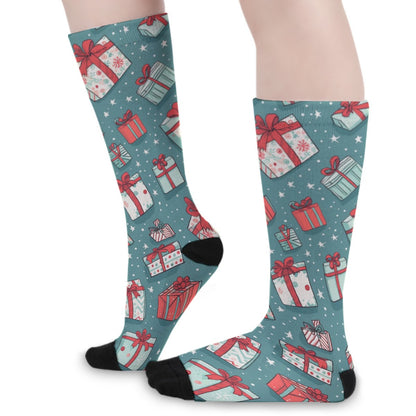 Unisex Long Socks - Green Presents 4