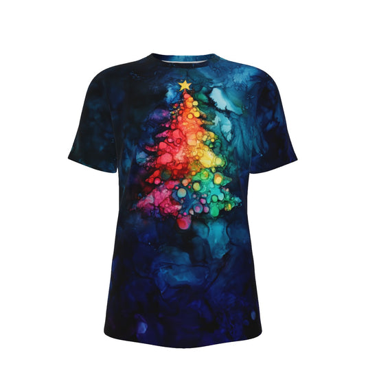 Mens Short Sleeve Christmas Tee - Blotched Tree