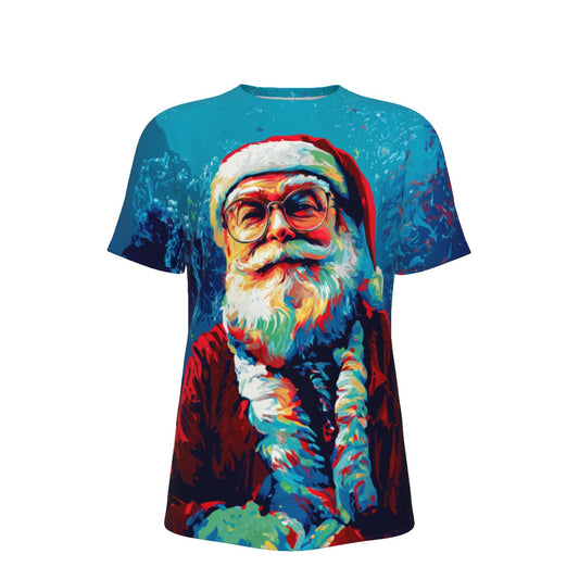 Mens Short Sleeve Christmas Tee - Multicolor Santa