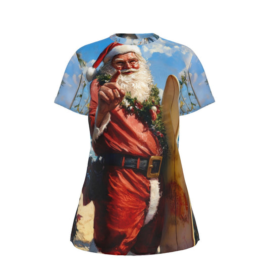 Women's Short Sleeve Christmas Tee - Surfs Up