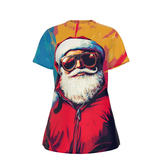 Women's Short Sleeve Christmas Tee - Bold Santa