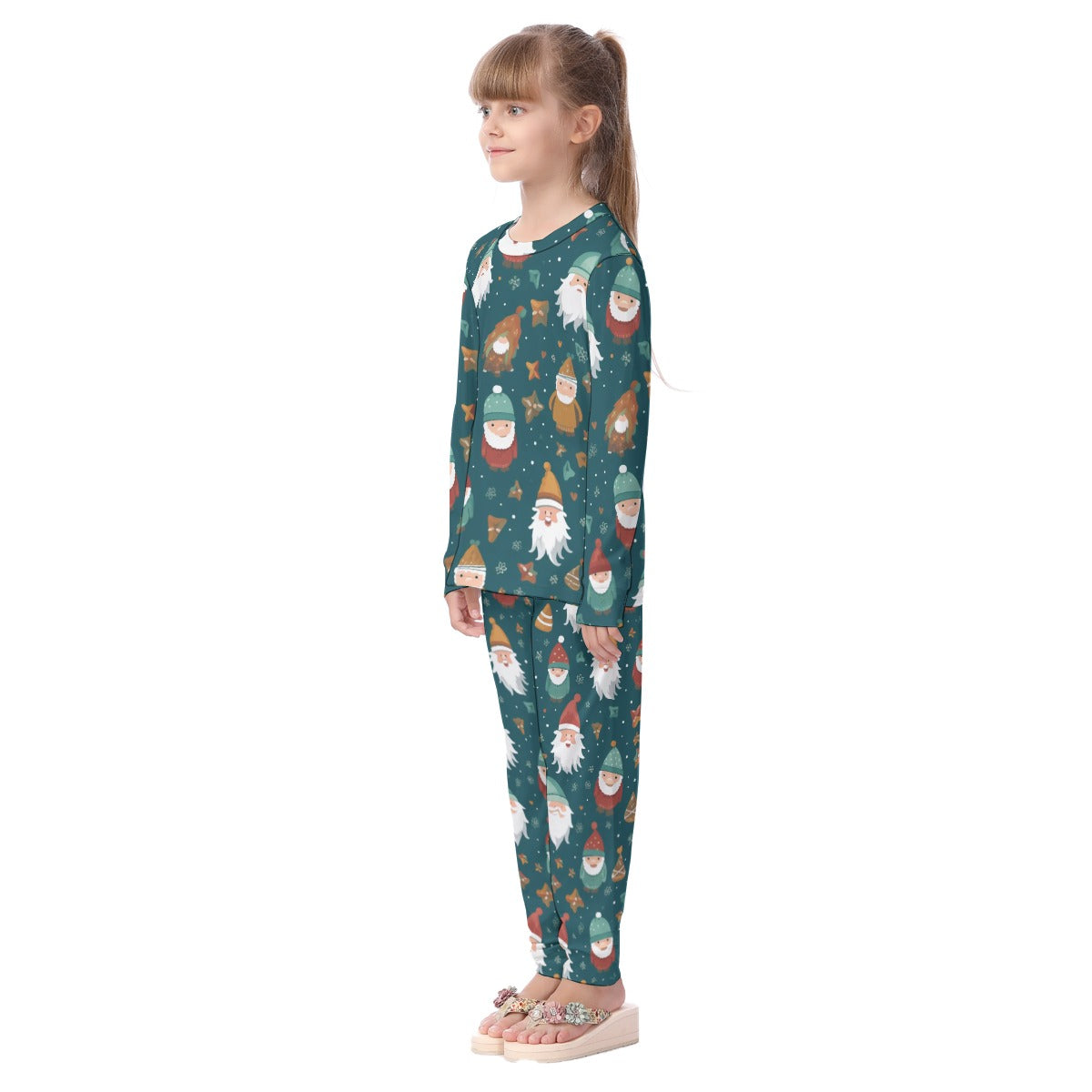 Kids Christmas Pyjama Set - Green Santas