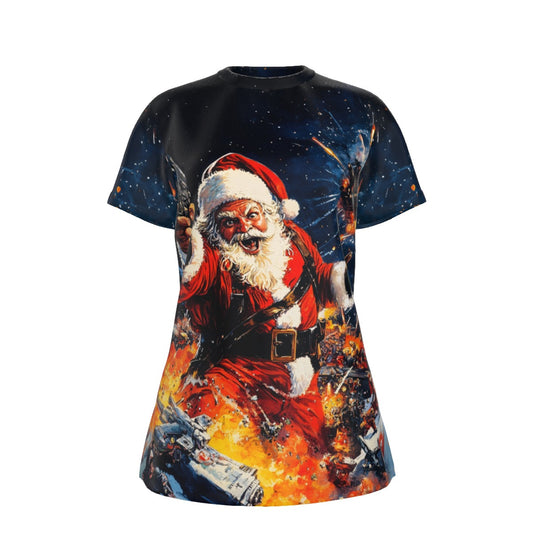 Women's Short Sleeve Christmas Tee - Action Hero