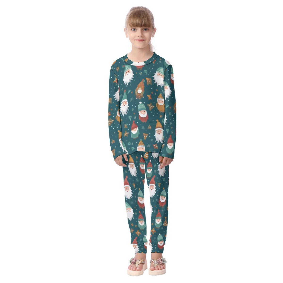 Kids Christmas Pyjama Set - Green Santas