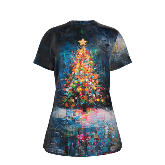 Women's Short Sleeve Christmas Tee - Canvas Tree