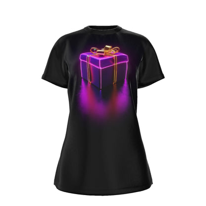 Women's Short Sleeve Christmas Tee - Neon Present