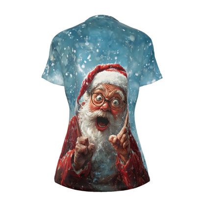 Women's Short Sleeve Christmas Tee - Suprise Santa