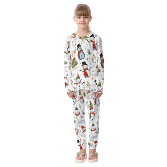 Kids Christmas Pyjama Set - White Snowmen