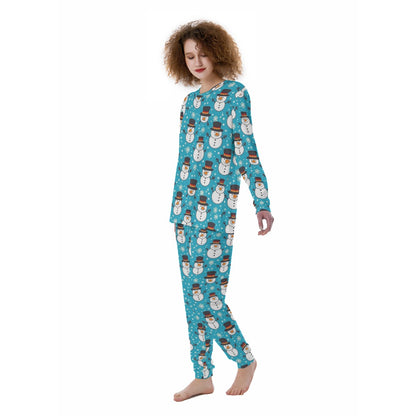 Women's Christmas Pyjamas - Light Blue Snowmen