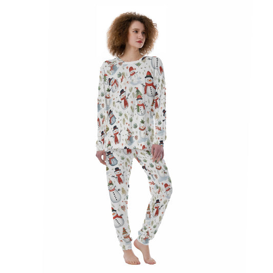 Women's Christmas Pyjamas - White Snowmen