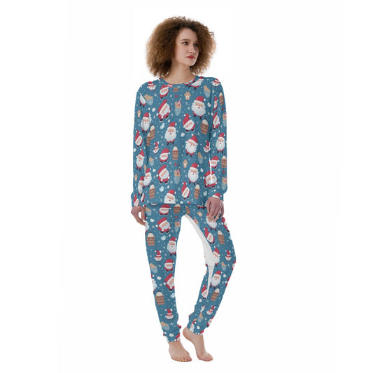 Women's Christmas Pyjamas - Blue Santas 2