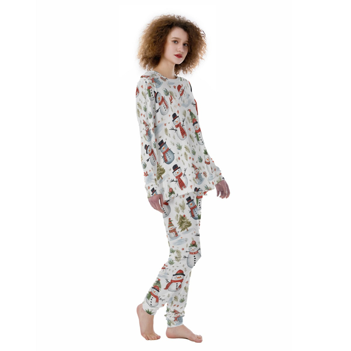 Women's Christmas Pyjamas - White Snowmen